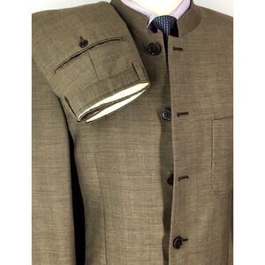 40R Reporter Italy Mens 5 Bttn Superfine Wool Suit Fawn Brown Pants 34 Italy 50R